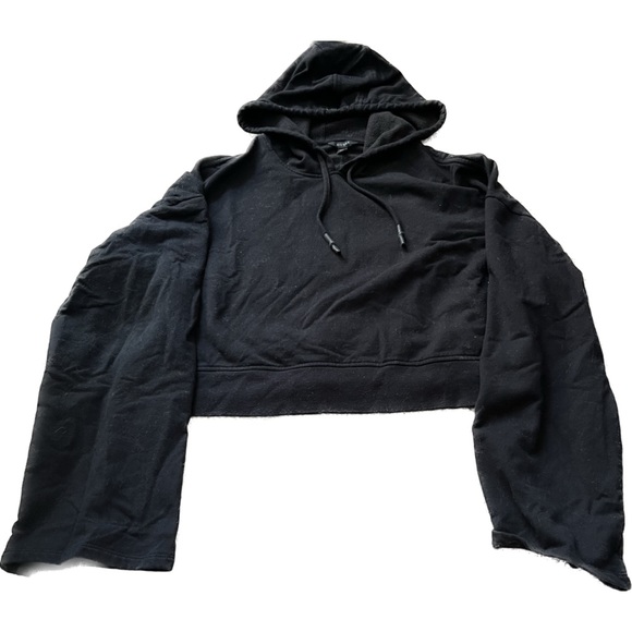 🌸BLACK GUESS CROPPED HOODIE WITH WIDE SLEEVES SIZE XXS - Picture 2 of 6